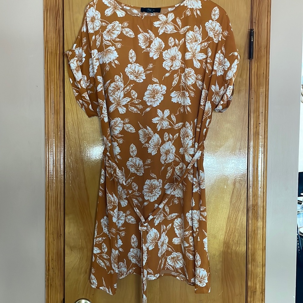 Belted floral dress